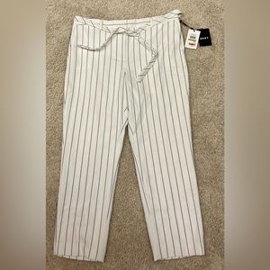 DKNY wide leg slacks. White with pin stripes.